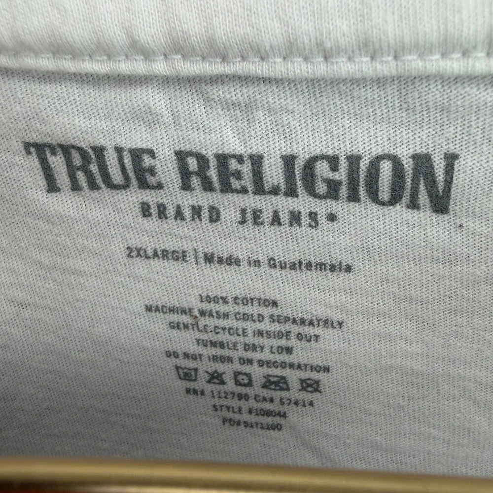 True Religion Mens 2XL White Graphic Horseshoe Logo Short Sleeve T-Shirt 108044
